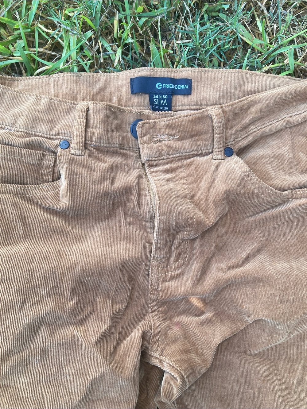 Fried Denim Slim Corduroy Pants - Camel Brown